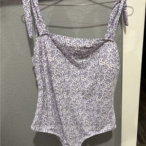 Floral Purple and White one peice swimsuit